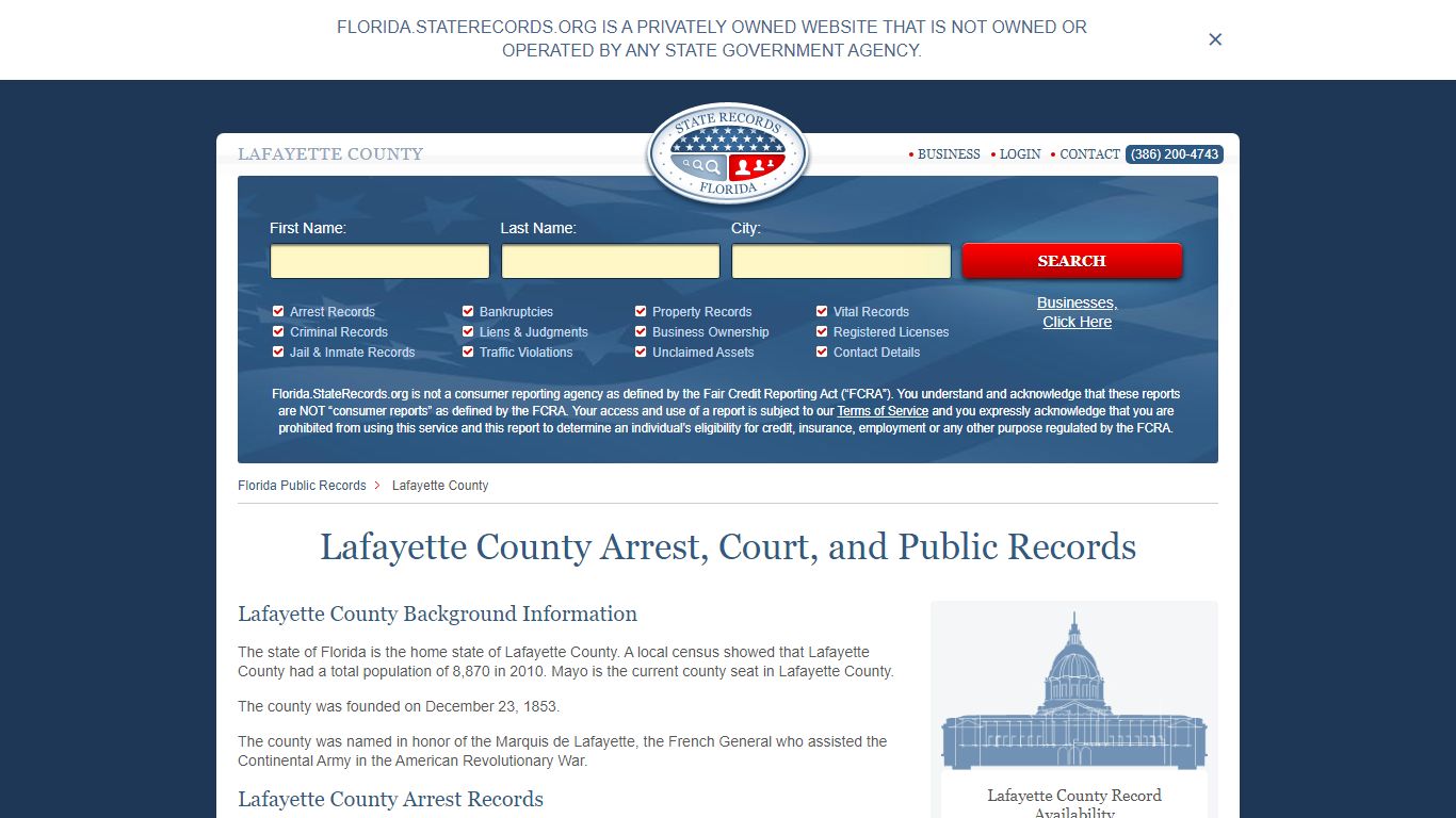 Lafayette County Arrest, Court, and Public Records