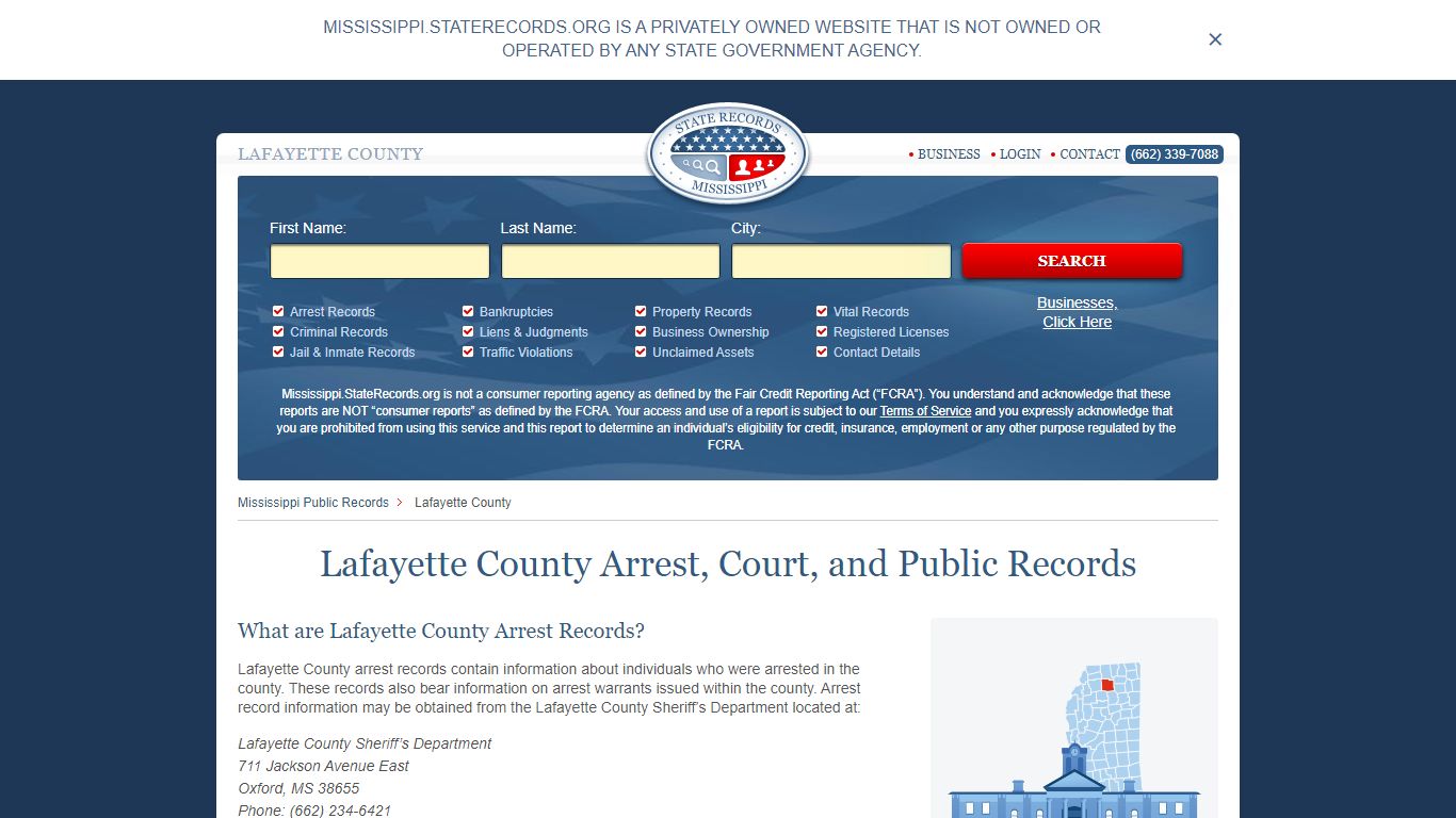 Lafayette County Arrest, Court, and Public Records