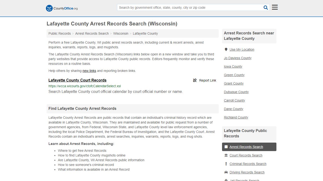 Arrest Records Search - Lafayette County, WI (Arrests & Mugshots)
