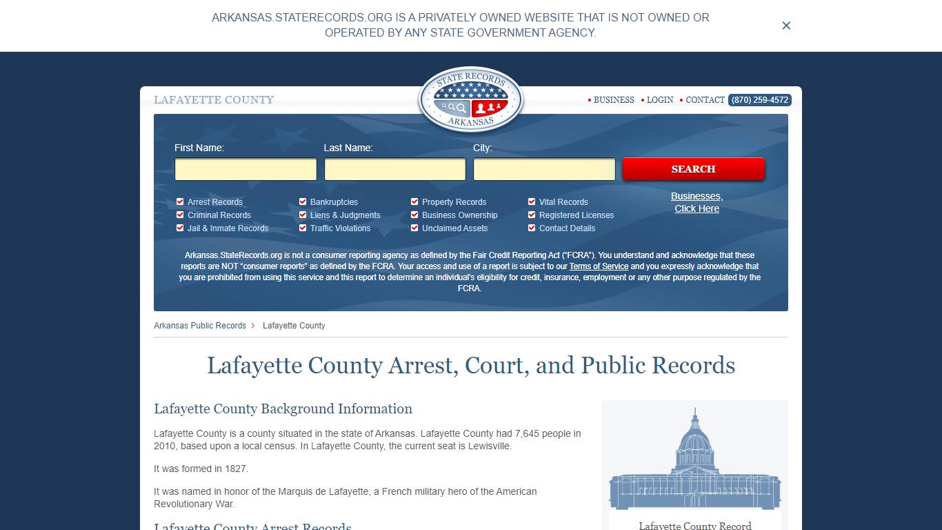 Lafayette County Arrest, Court, and Public Records
